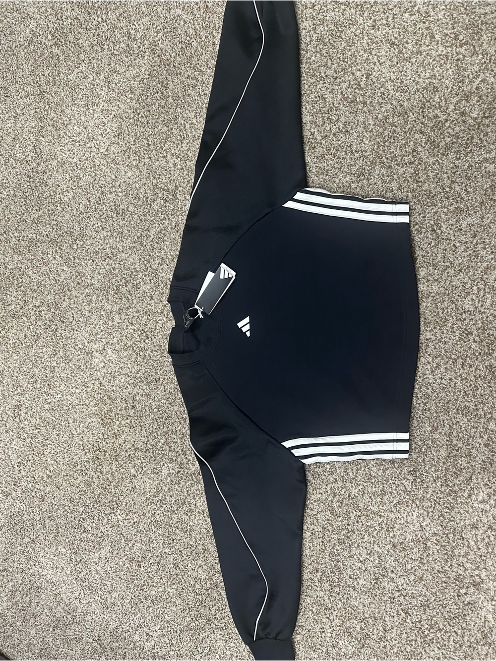 adidas Women’s Medium Black Crewneck Sweatshirt with Three White Stripe Accents